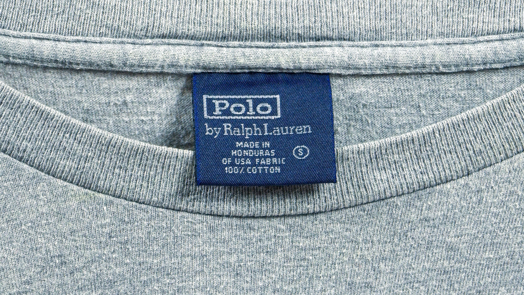 Ralph Lauren (Polo) - Grey Spell-Out T-Shirt 1990s Medium Vintage Retro