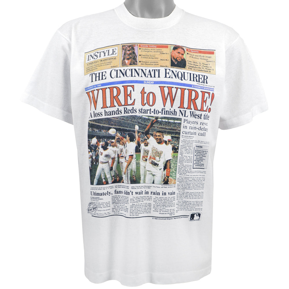 MLB (Screen Stars) - Cincinnati Reds Wire To Wire! West Division Champions Deadstock T-Shirt 1990 Large