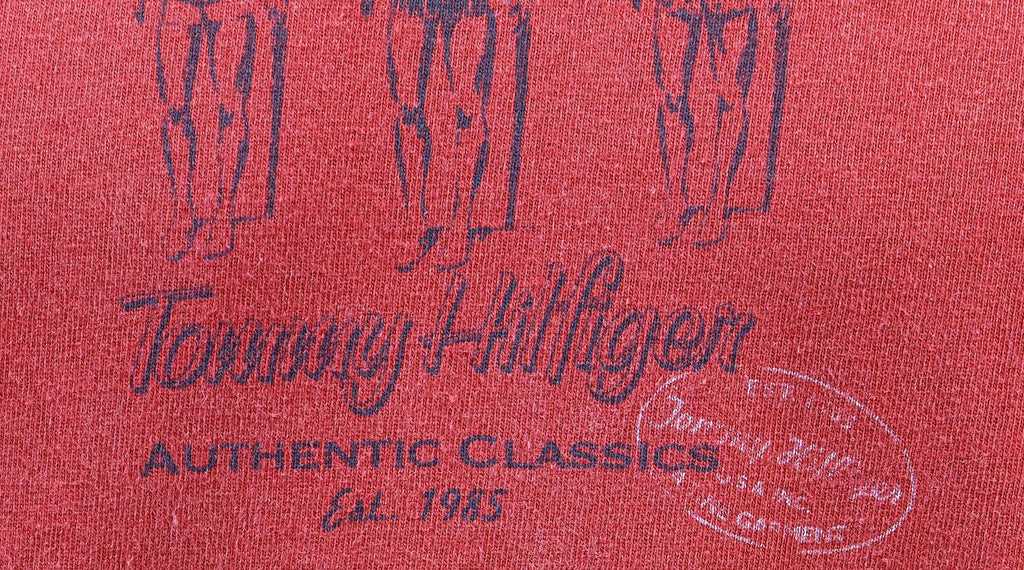 Tommy Hilfiger - Red Surfing Spell-Out T-Shirt 1990s X-Large Vintage Retro