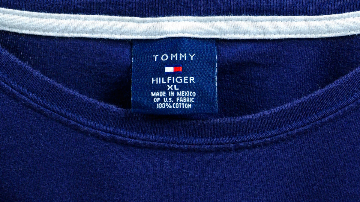 Tommy Hilfiger - Blue Spell-Out T-Shirt X-Large Vintage Retro