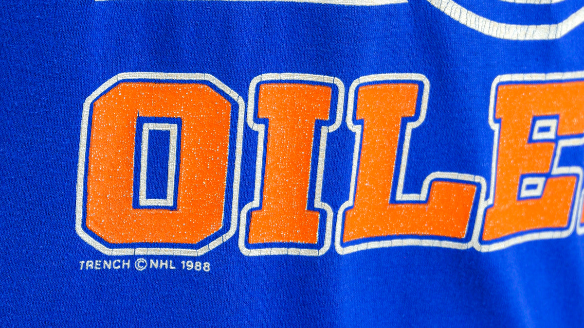 NHL - Edmonton Oilers Spell-Out T-Shirt 1988 X-Large Vintage Retro Hockey