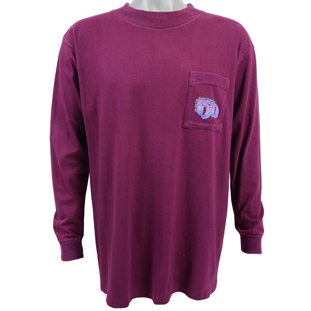 Harley Davidson - Red Long Sleeved Shirt 1990s Large Vintage Retro