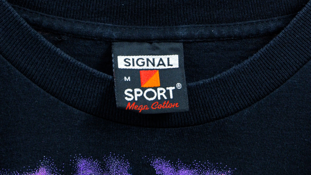 Vintage (Signal Sport) - Black Printed T-Shirt 1990s Medium Vintage Retro