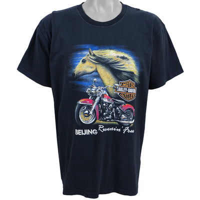 Harley Davidson - Beijing Runnin Free T-Shirt 1990s X-Large