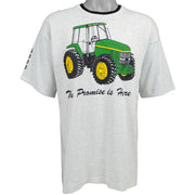 Vintage  - Grey The Promise is Here John Deere Tractor Deadstock T-Shirt 1990s X-Large Vintage Retro