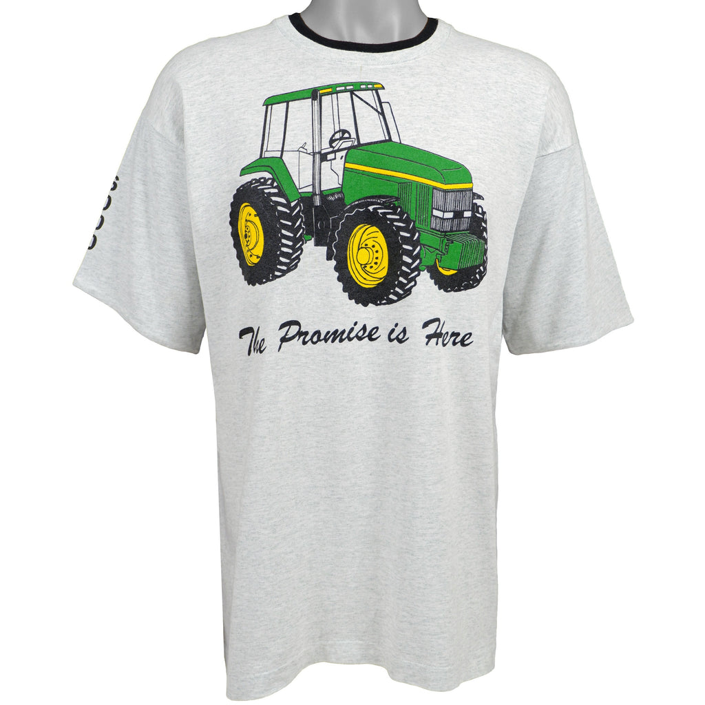 Vintage  - Grey The Promise is Here John Deere Tractor Deadstock T-Shirt 1990s X-Large Vintage Retro