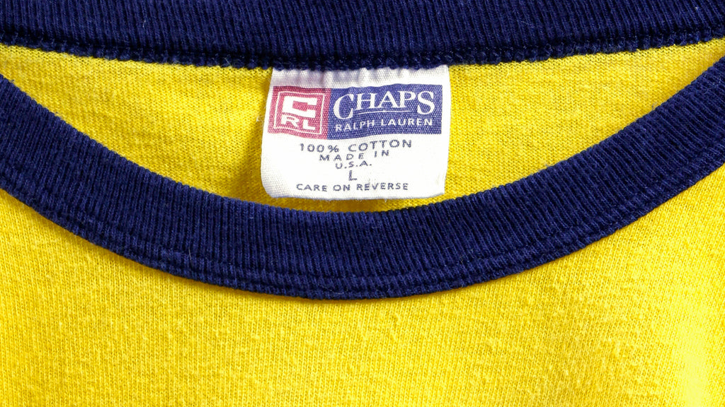 Ralph Lauren (Chaps) - Yellow Spell-Out T-Shirt 1990s Large Vintage Retro
