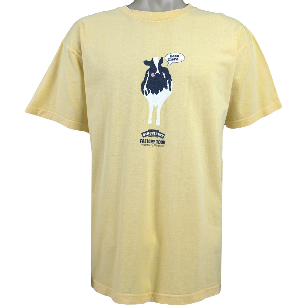 Vintage - Yellow Ben & Jerrys T-Shirt 1990s Large Vintage Retro