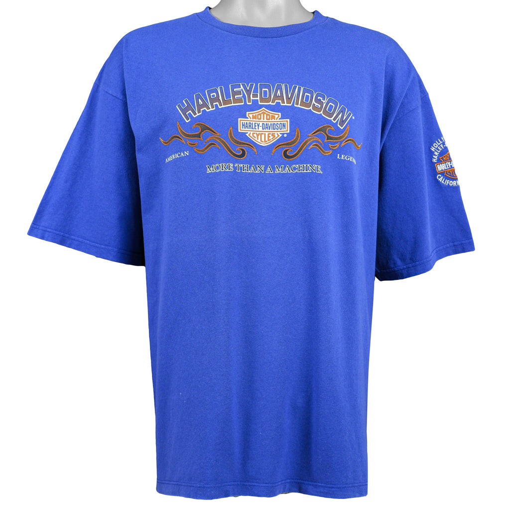 Harley Davidson - Blue Spell-Out T-Shirt 1990s XX-Large Vintage Retro