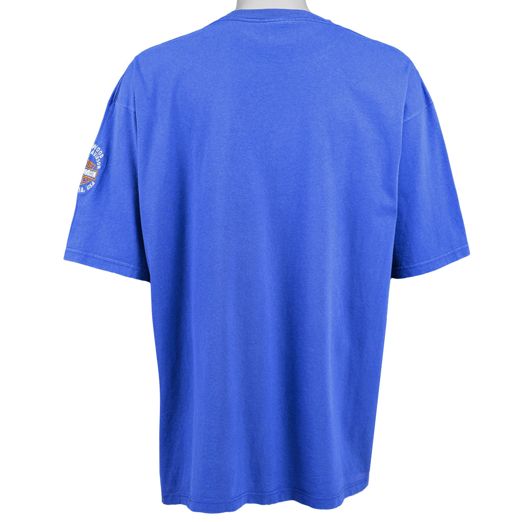 Harley Davidson - Blue Spell-Out T-Shirt 1990s XX-Large Vintage Retro