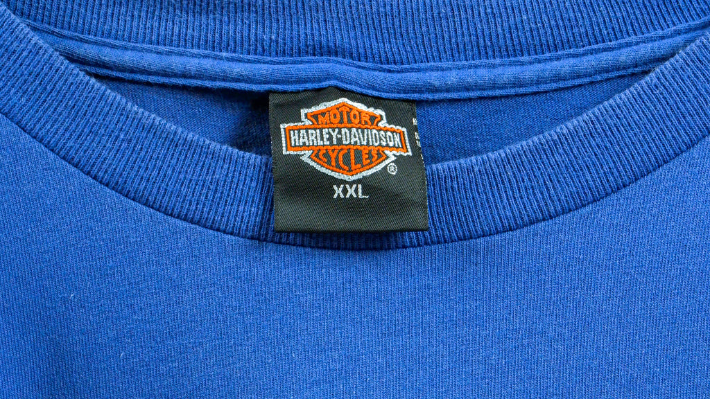 Harley Davidson - Blue Spell-Out T-Shirt 1990s XX-Large Vintage Retro
