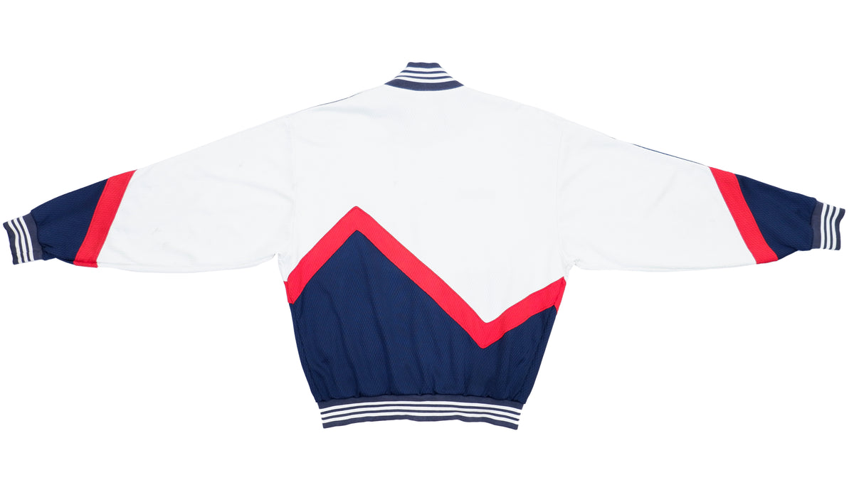 Adidas - Red, White & Blue Button Up Track Jacket 1990s Medium Vintage Retro