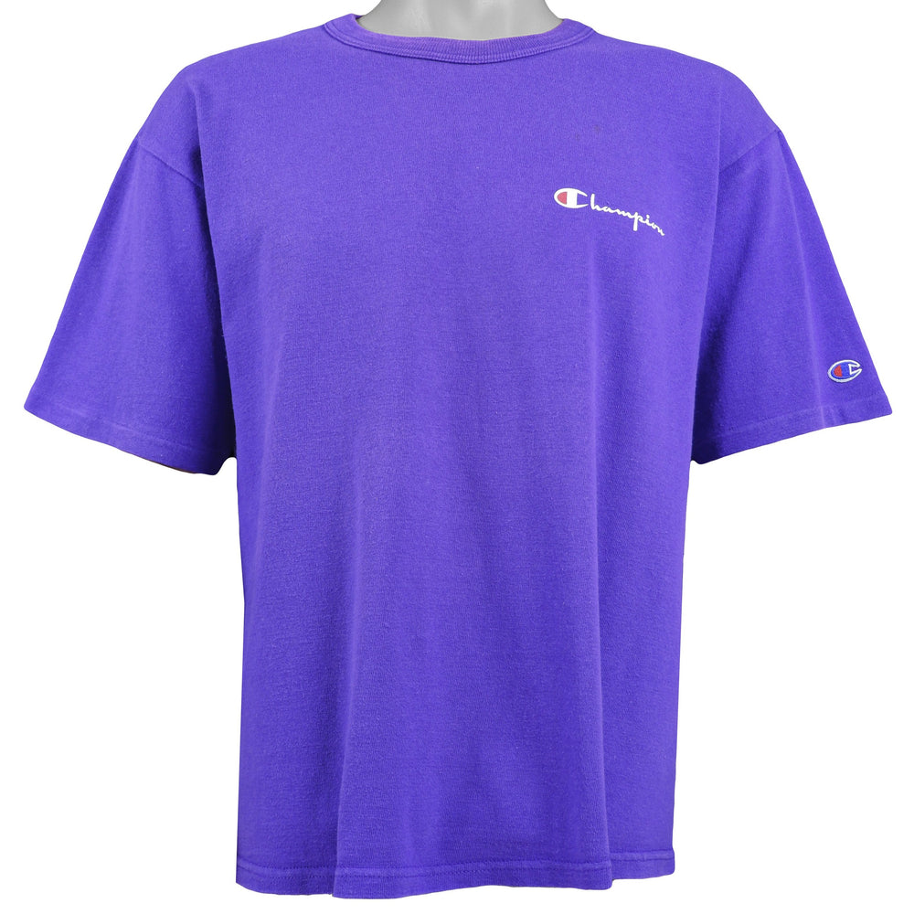 Champion - Purple Spell-Out T-Shirt 1990s Large Vintage Retro