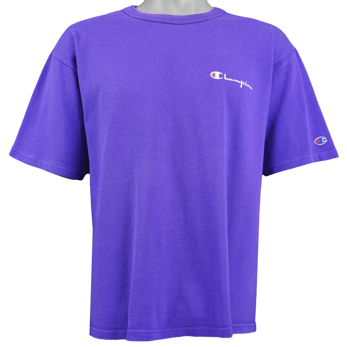 Champion - Purple Spell-Out T-Shirt 1990s Large Vintage Retro
