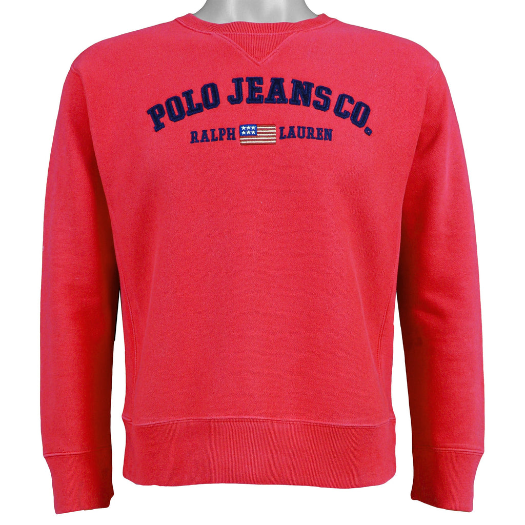 Ralph Lauren (Polo) - Red Spell-Out Sweatshirt 1990s Medium Vintage Retro