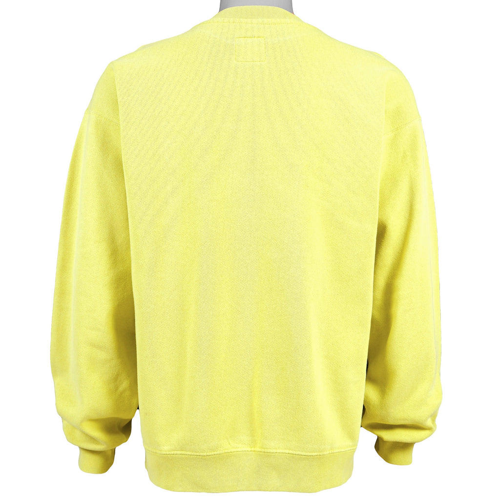 Nike - Yellow Big Spell-Out Crew Neck Sweatshirt 1990s Medium Vintage Retro