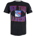 NHL (Hanes) - New York Rangers Spell-Out T-Shirt 1990s Medium Vintage Retro Hockey