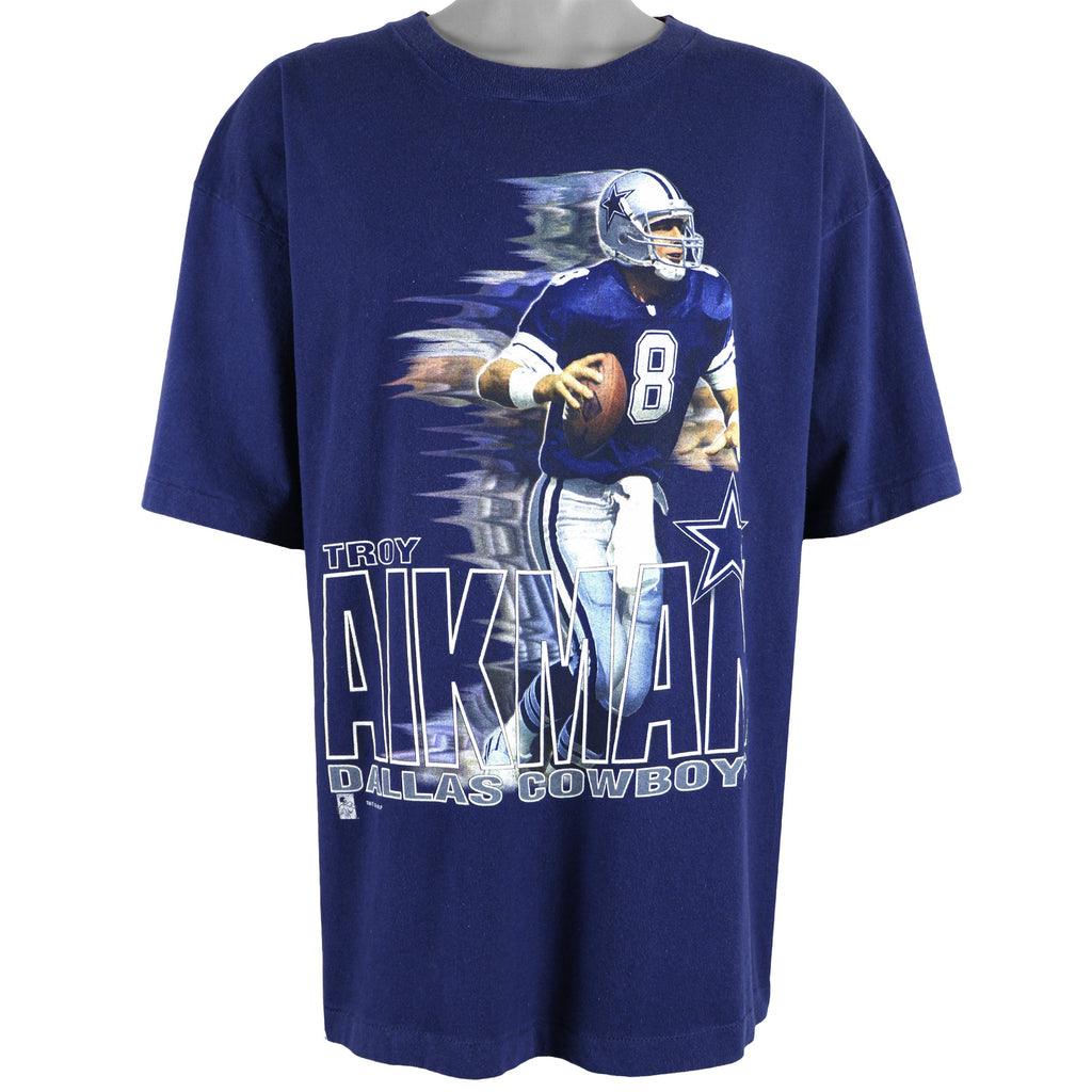 NFL (Salem) - Cowboys Troy Aikman #8 T-Shirt 1995 X-Large Vintage Retro Football