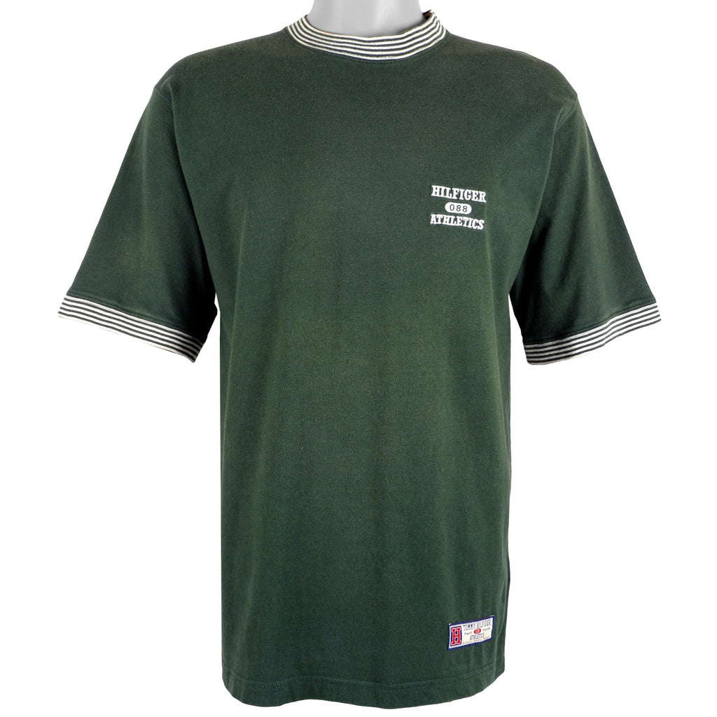 Tommy Hilfiger - Green Spell-Out T-Shirt Medium Vintage Retro