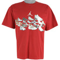 Jordan - Red Air Jordan Shoes T-Shirt 1990s Medium