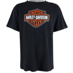 Harley Davidson - Black Fort Worth T-Shirt 1990s Large Vintage Retro