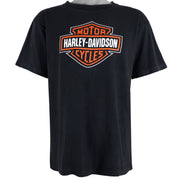 Harley Davidson - Black Fort Worth T-Shirt 1990s Large Vintage Retro
