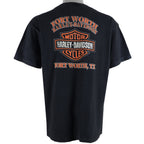 Harley Davidson - Black Fort Worth T-Shirt 1990s Large Vintage Retro