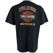 Harley Davidson - Black Fort Worth T-Shirt 1990s Large Vintage Retro