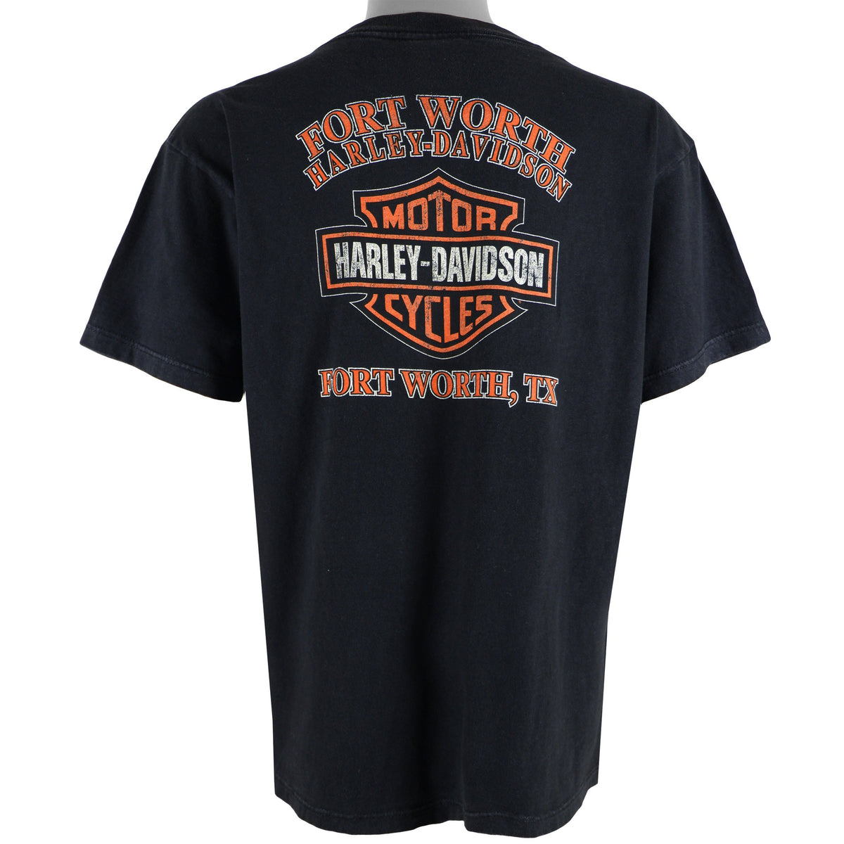 Harley Davidson - Black Fort Worth T-Shirt 1990s Large Vintage Retro