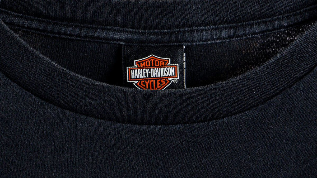 Harley Davidson - Black Fort Worth T-Shirt 1990s Large Vintage Retro