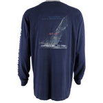 Nautica - Navy Blue Big Logo Long Sleeved Shirt 1990s Large Vintage Retro