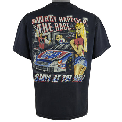 Vintage (Delta) - What Happens at the Race... T-Shirt 1990s Large