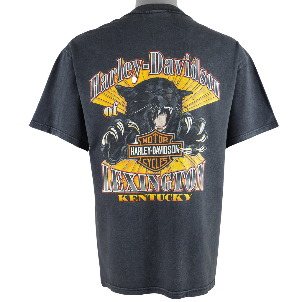 Harley Davidson - Black Spell-Out T-Shirt 1990s Large Vintage Retro