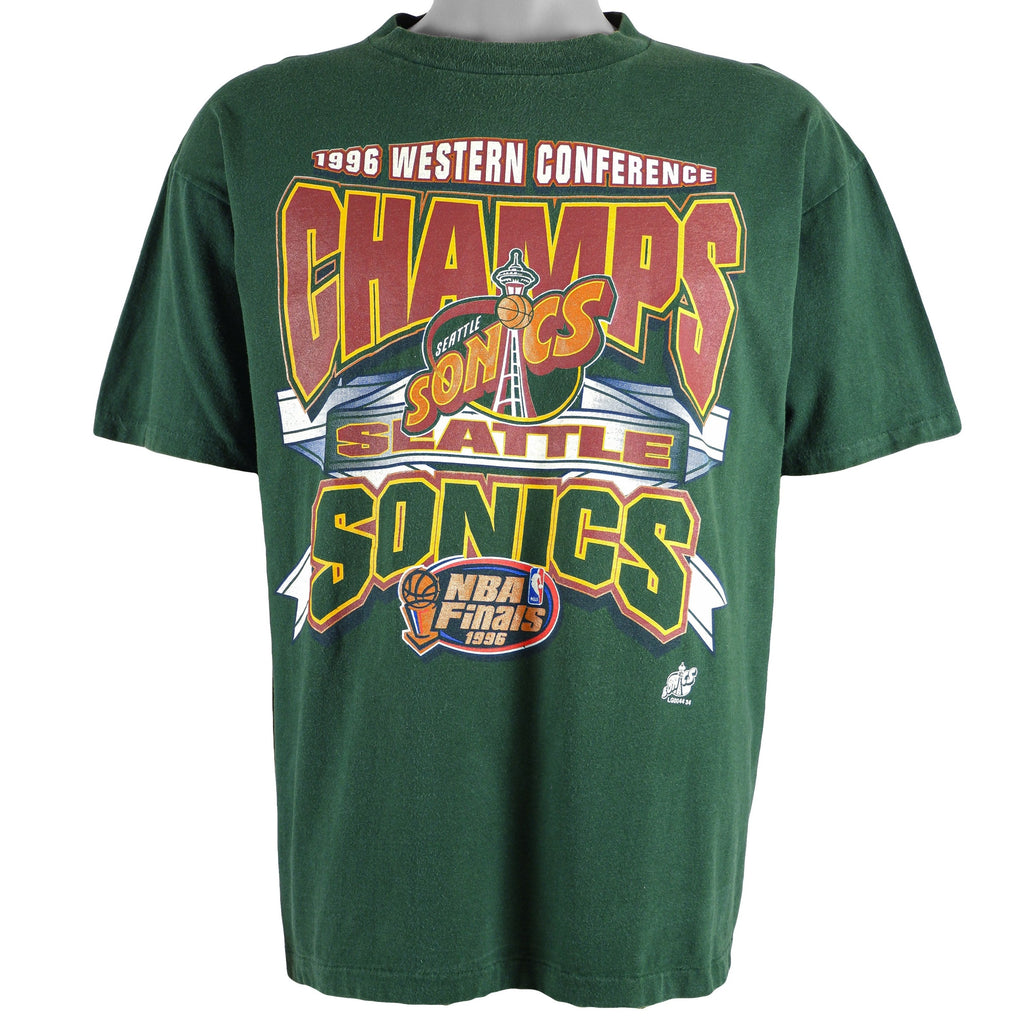 NBA (Oneita) - Seattle Supersonics T-Shirt 1996 Large Vintage Retro Basketball