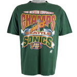 NBA (Oneita) - Seattle Supersonics T-Shirt 1996 Large Vintage Retro Basketball