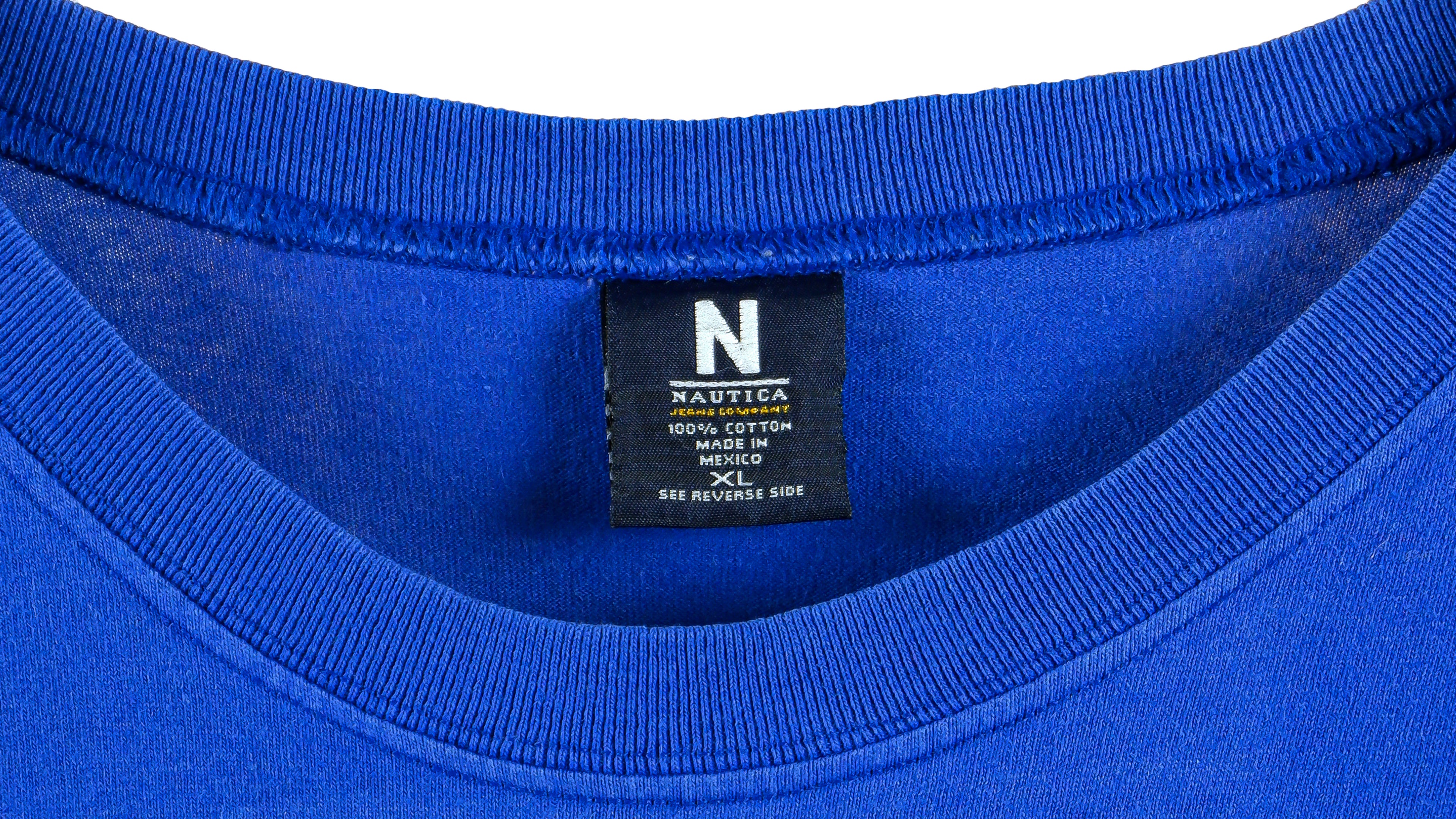 Nautica - Blue Spell-Out T-Shirt 1990s X-Large Vintage Retro