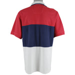 Nautica - Red, Black & White Polo T-Shirt 1990s Large Vintage Retro