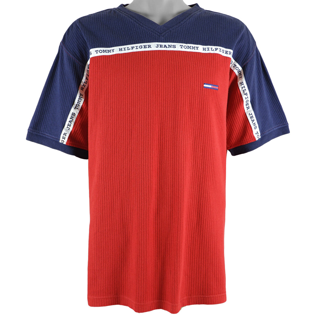 Tommy Hilfiger - Red Taped Logo T-Shirt 1990s XX-Large Vintage Retrod