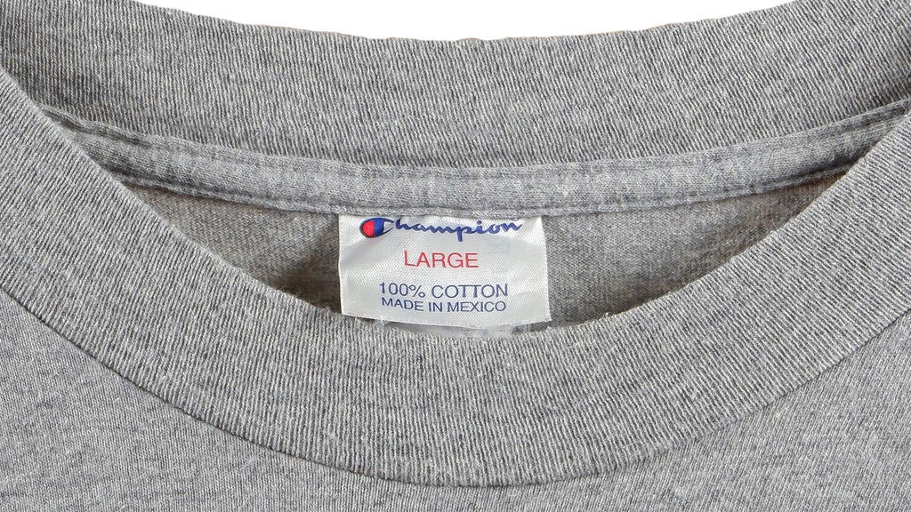 Champion - Grey Spell-Out T-Shirt 1990s Large Vintage Retro