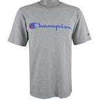 Champion - Grey Spell-Out T-Shirt 1990s Medium Vintage Retro 