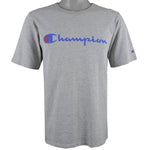 Champion - Grey Spell-Out T-Shirt 1990s Medium Vintage Retro 