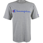 Champion - Grey Spell-Out T-Shirt 1990s Medium