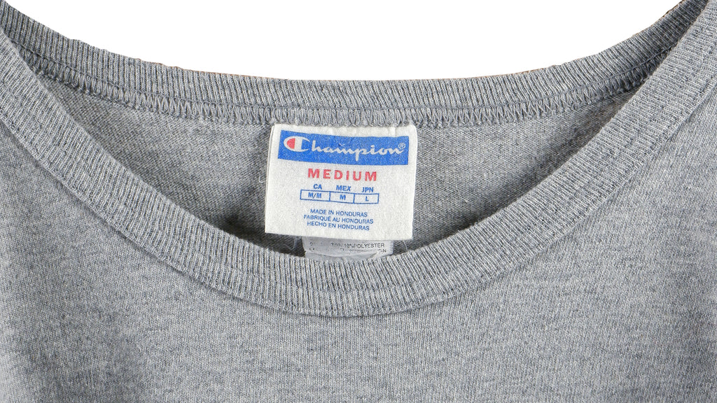 Champion - Grey Spell-Out T-Shirt 1990s Medium Vintage Retro 