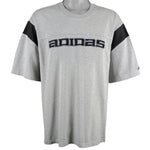 Adidas - Grey with Black Spell-Out T-Shirt 1990s X-Large Vintage Retro