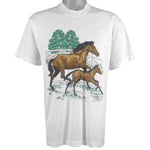 Vintage (Screen Stars) - White Horses Deadstock T-Shirt 1990 Large Vintage Retro 