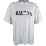 Nautica - White Spell-Out Deadstock T-Shirt 1990s Large