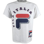 FILA - White Fila Italia Big Spell-Out Deadstock T-Shirt 1990s Small