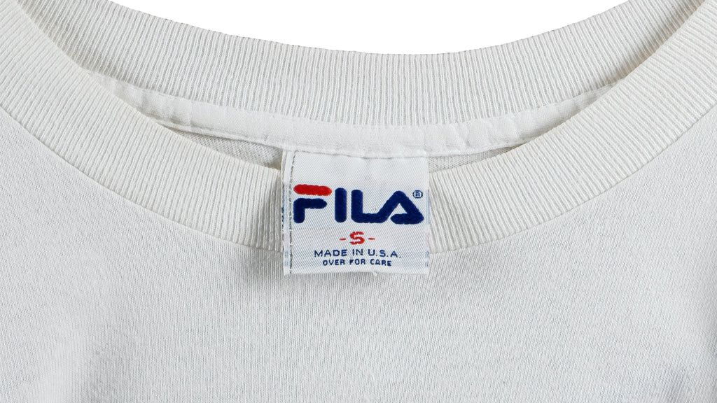 FILA - White Big Spell-Out T-Shirt 1990s Small Vintage Retro