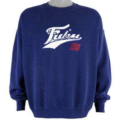 FUBU - Blue Big Spell-Out Crew Neck Sweatshirt 1990s X-Large