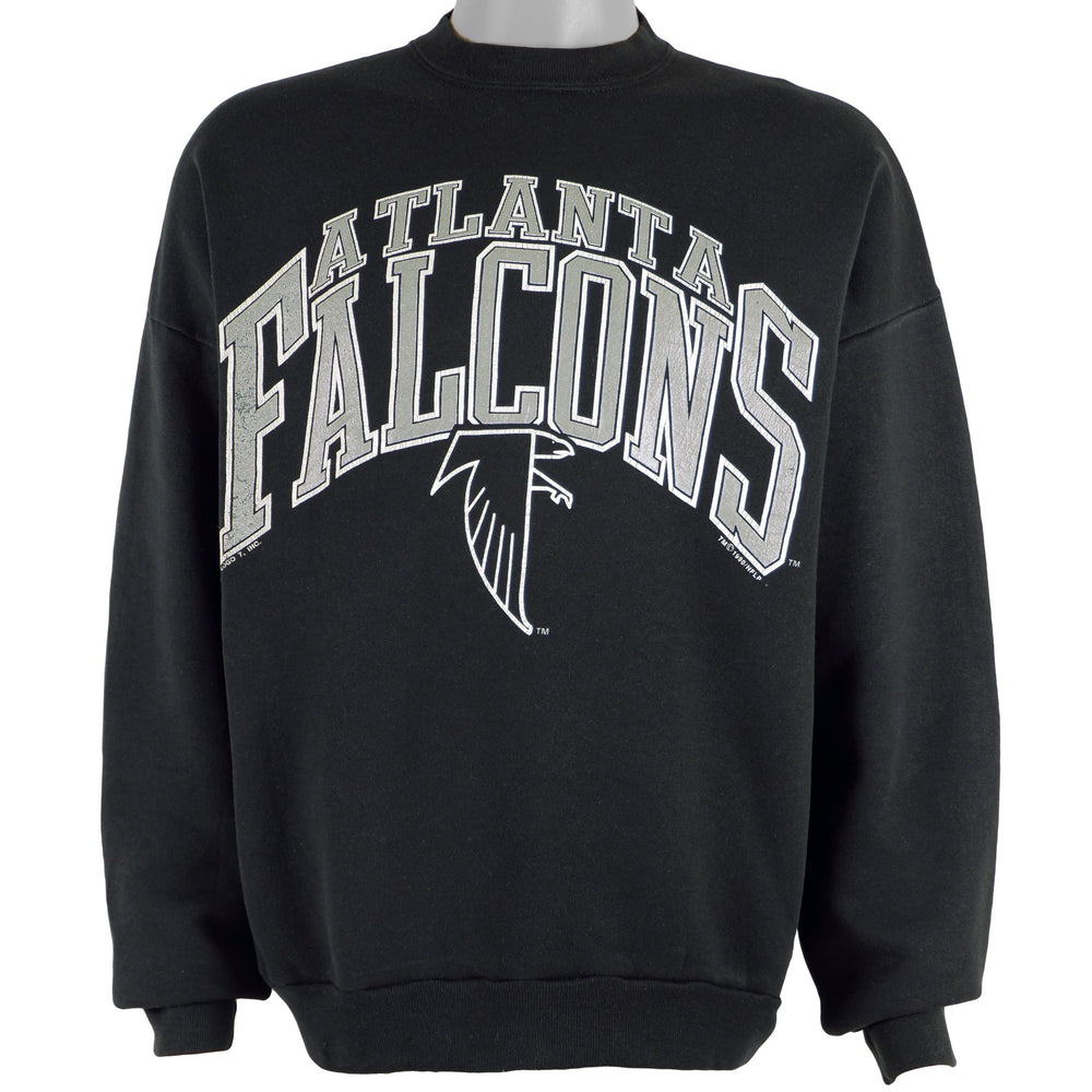 NFL (Logo 7) - Atlanta Falcons Spell-Out Crew Neck Sweatshirt 1990 X-Large Vintage Retro Football